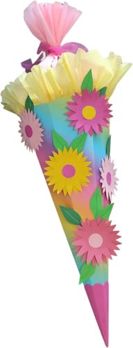 Schultüte Bastelset Regenbogen Blumen von Prell- regenbogen Rohling - Mädchen - Einschulung ? Zuckertüte ? Schulanfang