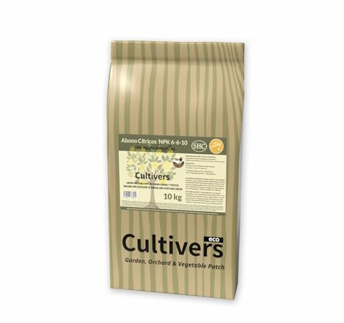 CULTIVERS Abono Cítricos Ecológico NPK 10 kg Hierro Magnesio Calcio Azufre 50% Materia Orgánica 34% Ácidos Húmicos | Fertilizante Orgánico para Limoneros Naranjos Mandarinos