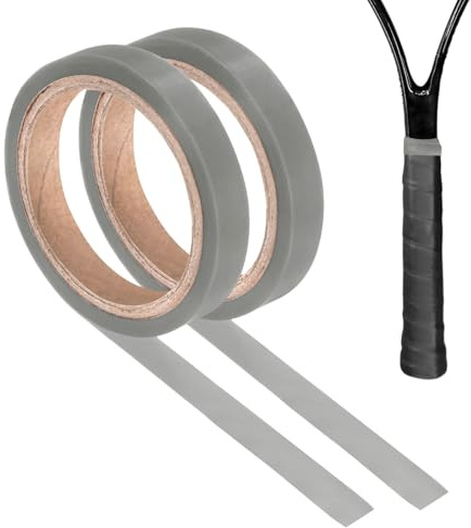 M METERXITY 2-Pack Grip Finishing Tape PVC Racket Wrap Grip Racquet Finishing Tapes for Pickleball/Racquetball/Badminton/Squash/Baseball Bat Handle Gray