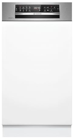 Bosch SPI6EMS21E Serie 6 Teilintegrierter Geschirrspüler, 45 cm, VarioFlex Korbsystem, Vario Schublade für flexible Beladung, Hygienelevel, Flaschenhalterung, Home Connect, Gebürsteter Stahl