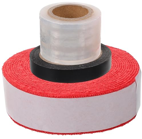 BESPORTBLE Bande Adhésive Grip Antidérapant Léger 5m en Tissu Respirant Rouge pour Poignées Raquettes Tennis et Badminton Anti-Transpiration Usage Sportif