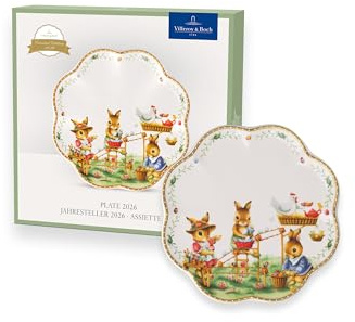 Villeroy & Boch – Annual Easter Edition plato de Pascua 2026 multicolor, plato de Pascua de porcelana Premium con detalles dorados, decoración, pieza de coleccionista
