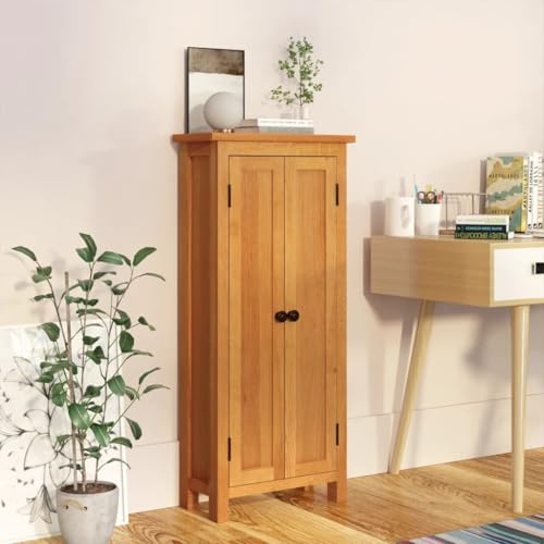 Teenpull Armoire en chêne massif 50 x 22 x 110 cm, espace de rangement haute avec 5 étagères, buffet robuste pour salon, chambre à coucher
