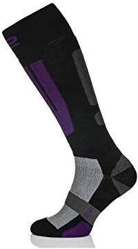 Prosske Skisocken Snowboardsocken Modell XS-1 atmungsaktiv und warm Damen Herren Kinder - schwarz-violett, 31-35