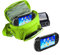Orzly® - SPIELE & KONSOLEN (REISE-) TASCHE für die Sony PSP Konsolen (GO / VITA /1000/2000/3000) mit speziellen Fächern für die Aufbewahrung von Spielen und Zubehör. Tasche enthält Schultergurt, Tragegriff und eine Gürtelschlaufe – Grün