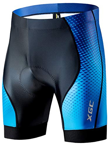 XGC cykelshorts/cykelshorts för män och cykelunderkläder med hög täthet hög elasticitet och mycket andningsbar 4D-svamp vadderad Black_blue L