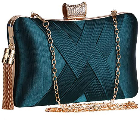 BAIGIO Damen Clutch Abendtasche Elegant Handtasche Kettetasche mit Quasten Anhanger für Hochzeit