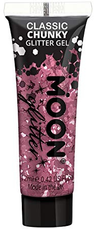 Classic Chunky Face & Body Glitter Gel by Moon Glitter - Pink - Cosmetic Festival Glitter Face Paint for Face, Body, Hair, Nails - 12ml