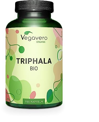 Triphala BIO Vegavero® | 1300 mg par Dose | Sans Additifs | Laxatif Naturel + Antioxydant Puissant + Digestion | Ayurveda | Testé en Laboratoire | VEGAN | 180 Gélules