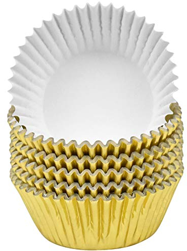 Jinlaili 100PCS Pirottini per Cupcake e Muffin, Pirottini di Carta Metallici per Muffin, Cupcake Torte Dolce Forno Decorazione, Foglio Tazze Torta per Panifici, Matrimoni e Compleanni (Oro)