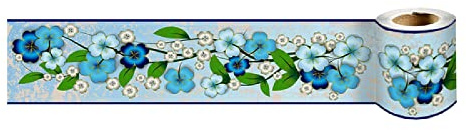 Dostear Bordo decorazione autoadesiva rimovibile per cucina bagno piastrelle adesivo per pareti autoadesiva Fiori Blu 10cm X 240cm