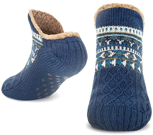 Slipper Socks for Women Men Warm Holding Sock Non Slip Knitted Thick Lined Cosy Winter Fluffy Bed Slippers Suitable for Indoor Home House Floor