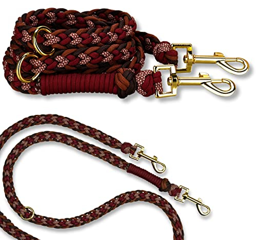 FairPaw Paracord Hundeleine geflochten - 1,8m Hunde Leine verstellbar mit 2 Karabiner, Leine Hund Große Hunde, Hundeleinen, Dog Leash, Führleine Hund, Bissfeste Hundeleine zum Umhängen, Trainingsleine