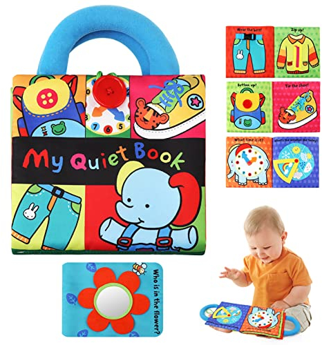 LinStyle Babybuch Baby Stoffbuch Buch Spielzeug 0 Monate, 3D Bilderbuch Stoffbücher Fühlbuch Knisterbuch ab 0 3 6 Monate, Baby Bücher Quiet Book Geschenk für Jungen Mädchen