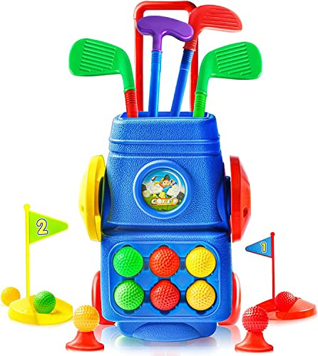 Ensemble de Jouets de Golf pour Tout-Petits et Enfants - Cadeau de Sport Avec 4 Bâtons Colorés, 6 Balles, 2 Trous d'Entraînement - Jeu d'Intérieur et d'Extérieur