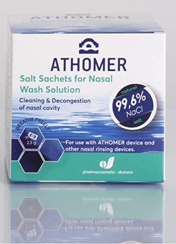 NOBU BABY Athomer Nasal Wash Refill- 50 Sachets x 2.5g of All Natural Sea Water Salt - Gently Cleans and Moisturizes for Clearer Breathing - Perfect for Adults and Kids!