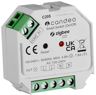 Candeo Zigbee Smart Switch Module | Wireless & Remote Control | Compatible with Alexa & Google Home + Home Assistant, zigbee2mqtt & other zigbee hubs | Versatile for Lighting & Appliances