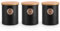 EHC Tea Coffee Sugar Cainsters Set Black, Airtight Container Jars Kitchen Storage Tin, Tea Sugar Coffee Set of 3, Black