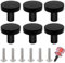 luckaide Lot de 6 boutons de meuble noir mat - En acier inoxydable - Pour armoires de cuisine, porte, tiroir, armoire (30 mm)