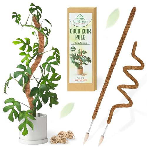 UNIGREEN 2Pack 47'' Premium Bendable Moss Pole - Monstera Plant Support - Plant Trellis Moss Pole for Plants - Moss Poles for Climbing Plants - Plant Sticks Support for Indoor/Outdoor Plants Potted