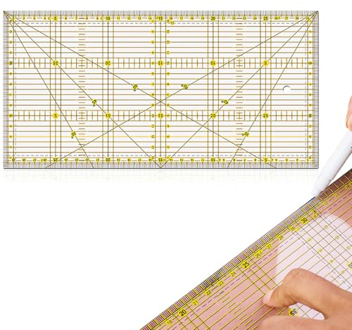 Regle patchwork, regle couture, règle couture, Règle omnigrid transparente avec graduations en cm et indications d'angles, Idéal pour la couture et l'artisanat, Facile à manipuler et à utiliser