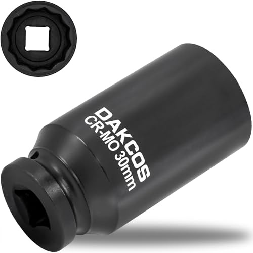 DAKCOS 1/2 hylsnyckel 30 mm, 12-kant krafthylsa，Cr-Mo, 78 mm lång hylsa