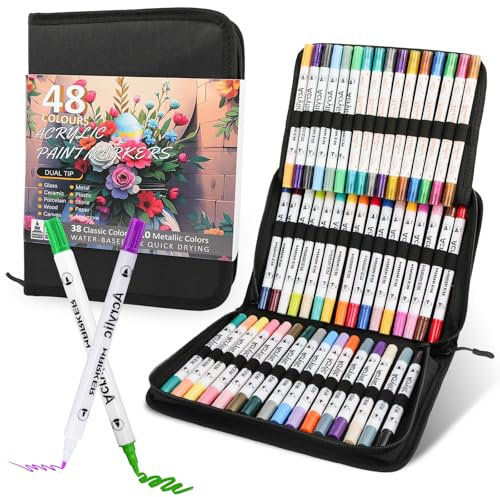 48 Couleurs Acrylique Couverture de Stylo Imperméable à l'eau Double Pointe Design Marqueur Acrylique pour Toutes Sortes de Surface Multi - Usage Avec Marqueur de Poche