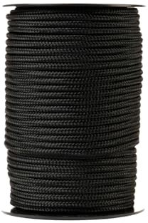 SNURO Corde en Nylon (4mm, 50m, Noir) - Paracorde en Polyamide tressé Robuste - Résistante à l'usure et Solide - Charge de Rupture 275kg