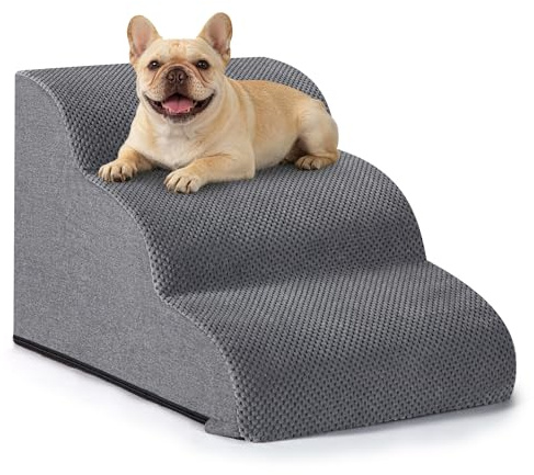 Aodisman Dog Ramp and Stairs for Small Dogs & Cats,3-Step Pet Stairs for Couch Sofa and Chair,Indoor Anti-Slip Dog Stairs for Old Cats and Puppy