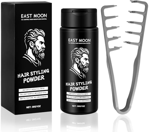 Beugo 30g Hair Styling Powder and Comb Set for Natural Root Lift | Texturizing & Volumizing Powder and Texture Comb, Men & Women, Long-Lasting Non-Sticky,Texture Powders and Grey Styling Combs