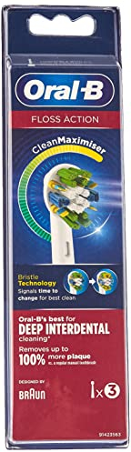 Oral-B FlossAction - Cabezal de recambio set de 3 recambios para cepillo de dientes recargable, limpieza diente por diente