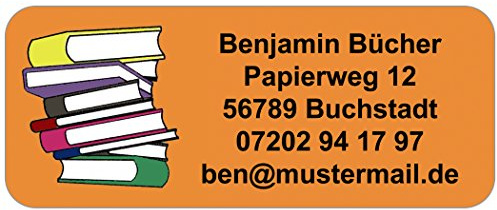 Adress-Etiketten - Adress-Aufkleber Bücher mit Ihrem Wunschtext, 160 Stück, ca. 56 x 23 mm, für 1 bis 5 Zeilen Text