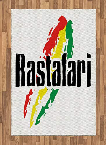 ABAKUHAUS Rasta Teppich, Grunge Rastafari Wörter, Deko-Teppich Digitaldruck, Färben mit langfristigen Halt, 120 x 180 cm, Rot Grün und Gelb