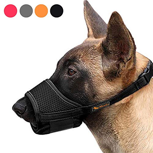 HEELE Maulkorb Für Hunde, Verstellbare Schlaufe, Atmungsaktiv, Sicherer, Schneller Sitz Für Kleine, Mittelgroße Hunde, Verhindert Das Beißen, Kauen Und Bellen (XL, Schwarz)
