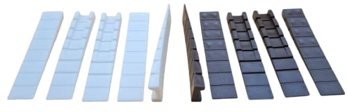 HMH-Shop Möbelkeile aus Kunststoff 100x20x8mm Braun & Weiß Unterlegkeile für Möbel Keile mit Sollbruchstellen in versch. Höhen Keil Kunststoffkeile (Braun, 10 Stück)