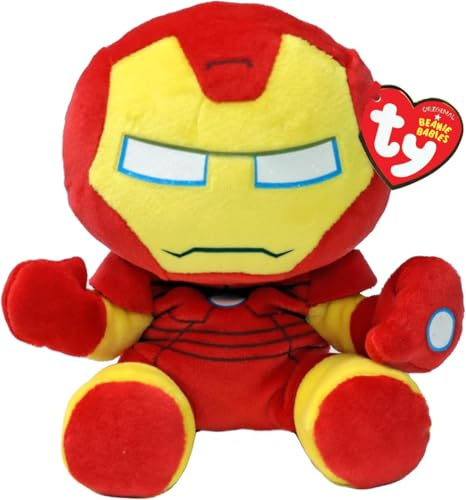 TY Iron Man Marvel Avengers Beanie Babies Regular, Lizenziertes Beanie Baby Weichplüsch Spielzeug, Sammlerstück Kuscheliger Plüschteddy