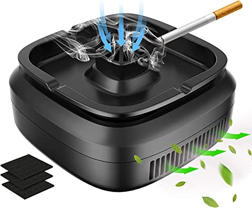GESPERT Smokeless Ashtray Indoor Home Ashtray Rechargeable Ashtray for Car Indoor Home Office Gift Black (New Smokeless Ashtray)