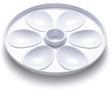 OUTSET Oyster Serving Tray, 6 Slots and Condiment Cup, Melamine