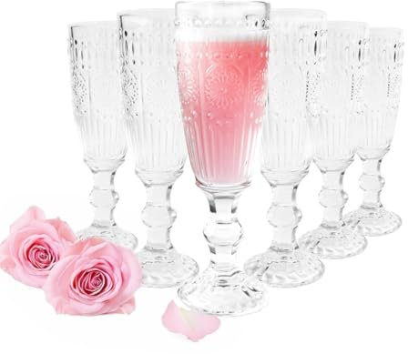 Sendez 6 copas de champán de 160 ml con pie de sol, copas de champán Prosecco, copas cava