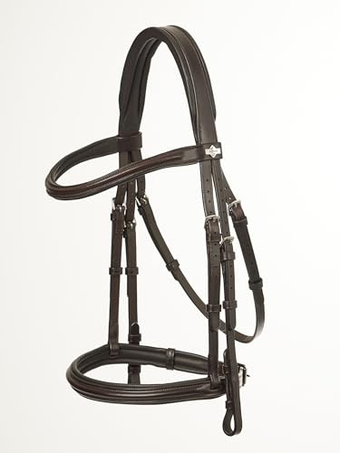 LeMieux Arika Cavesson Bridle - Luxurious Soft Oiled Padded Leather - Cavesson Noseband - Brown/Silver - Cob