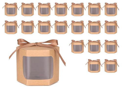 Abiyou 20 Stück Kraftpapier Cupcake Box, Kuchenkarton mit Sichtfenster, Cupcake Boxen Fenster, Mini Einzeln cupcake Boxen, Bäckerei Boxen mit Fenster,cupcake Boxen Fenster,für Verpackung Kekse,Gebäck