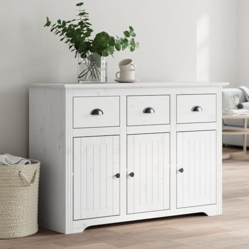 ShGaxin Aparador BODO Madera Maciza de Pino Blanco 115x43x79,5 cm, Mueble Salon, Aparadores para Salon, Mueble Comedor, Mueble Auxiliar Salón, Armario Salon, Mueble Aparador