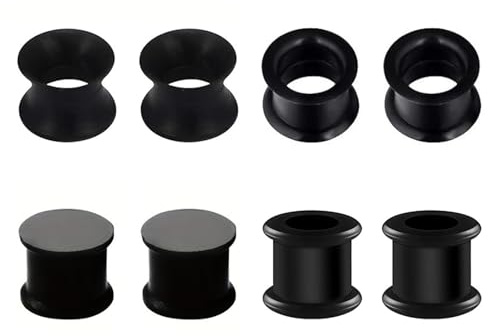 4 Pairs Silicone Flesh Tunnels, Silicone Ear Plugs Tunnels Flexible Flesh Ear Tunnel Double Flared Ear Plug Expander Ear Gauge 3/4/5/6/8/10/12/14/16/18/20mm Ear Stretcher Piercing Unisex