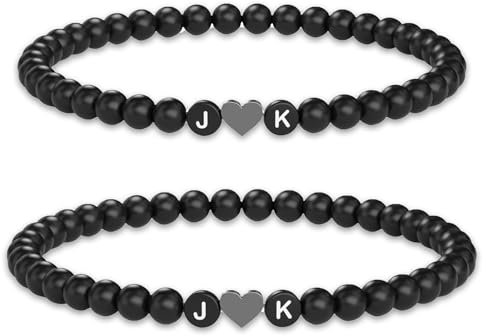 Meinearmbänder Personalisierte Partner Armbänder für Paare - Armband mit 2 Buchstaben - Freundschaftsarmbänder als Geschenk für Sie & Ihn