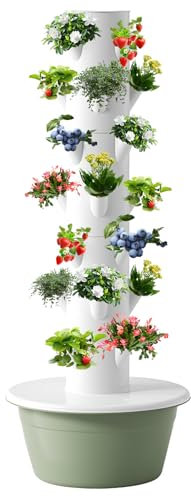 CIELOBLOEN Colonne Aéroponique Jardin Vertical 5/7/9 Niveaux - Système Mobile avec Pompe et Réservoir d'eau pour Un Jardinage Intérieur Pratique,7-Layers-Green