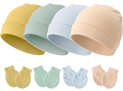 DRESHOW Bebé Gorro y Guantes para Bebé Recién Nacido Bebé Beanie Sombrero para Bebés Niños Gorros