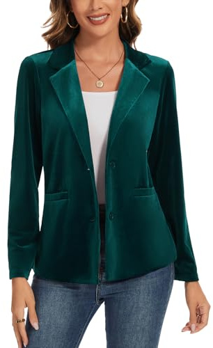 Kyzoeyou Giacca da Donna in Velluto Blazer Elegante con Maniche Lunghe, Giacca da Lavoro Casual, Giacca da Ufficio con Bottoni e Tasche, M