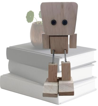 Nybhyjka Shaking Wooden Man – Figurines en Bois – Petite Figurine pour étudiants, Adultes, bibliothèque, Table Basse, Salon, Tableau de Bord