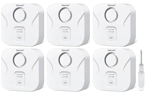 Geevon Wassermelder, 100dB Wasserwarner Wassersensor Alarm Wassermelder Wasseralarm Melder Batteriebetrieben für Keller Badezimmer, Waschküche (Lieferung mit Batterie) (6 Stück mit Schraubendreher)