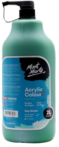 MONT MARTE Discovery School Acrylic, Sap Green, 1/2 Gallon (2 Liter). Ideal for Students and Artists. Excellent Coverage and Fast Drying. Pump Lid Included.